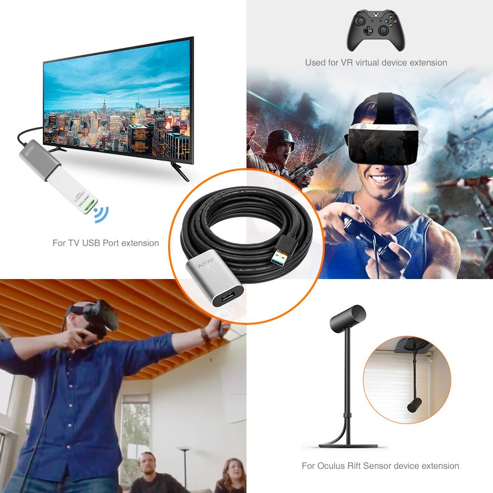USB 3.0 Extension Cable for Oculus Rift VR Sensor, Xbox (5M/16FT)