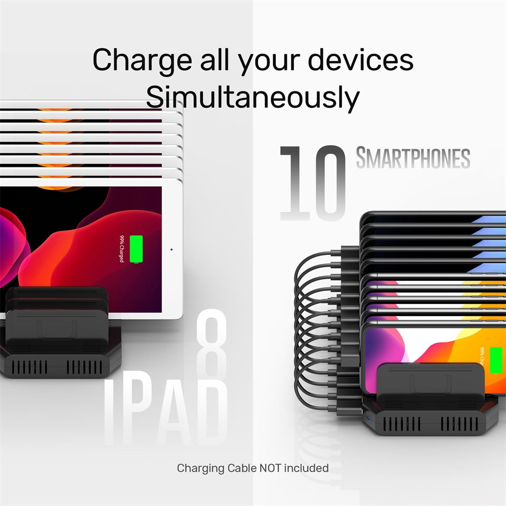 10 Ports USB Charging Station 96W with 2 QC 3.0