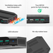 10 Ports USB Charging Station 96W with 2 QC 3.0