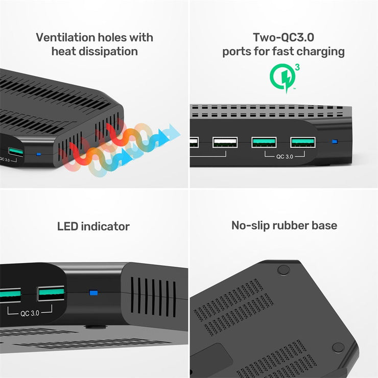 10 Ports USB Charging Station 96W with 2 QC 3.0