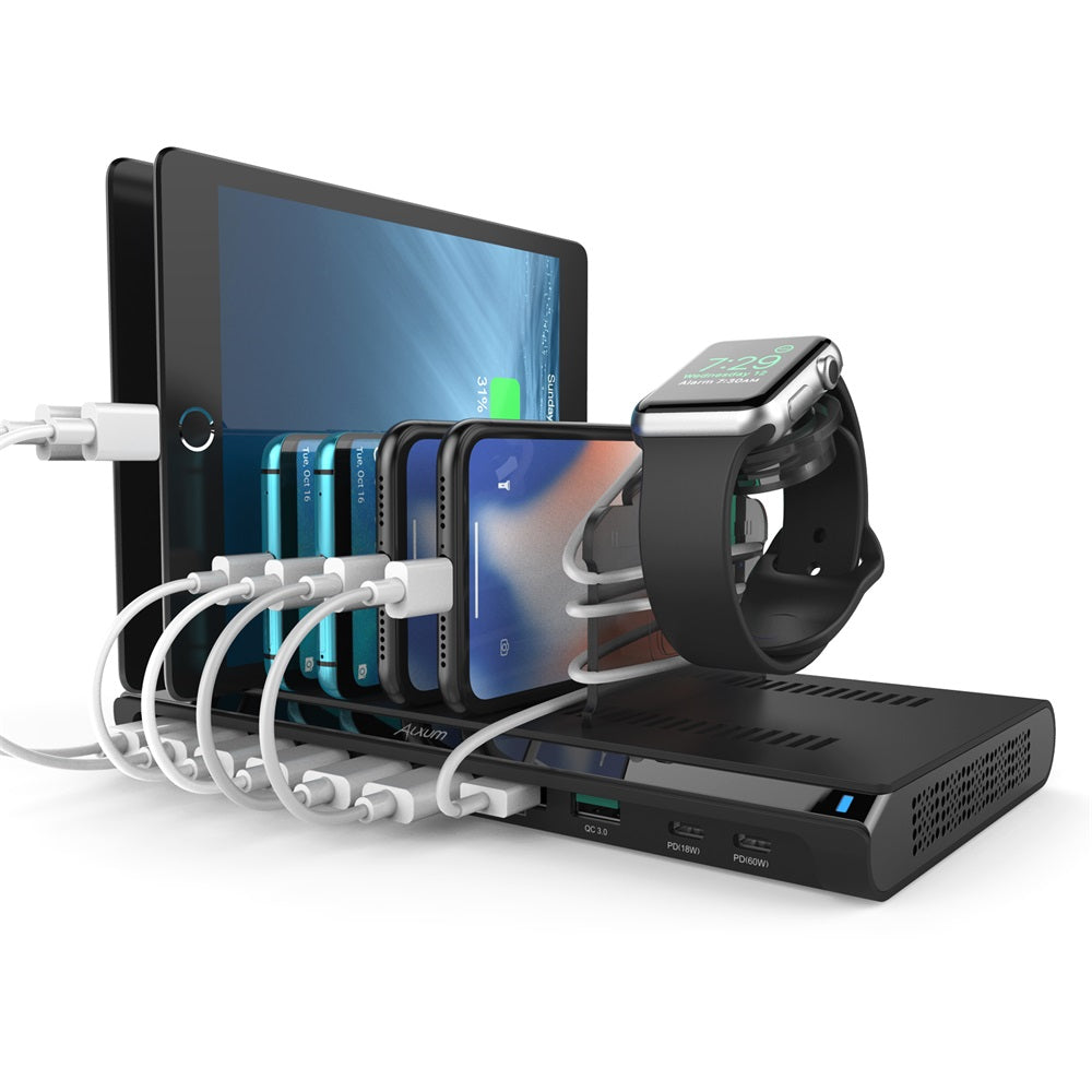 10 Ports USB Charging Station for Multiple Apple Devices 120W  with iWatch Stand