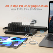 10 Ports USB Charging Station for Multiple Apple Devices 120W  with iWatch Stand