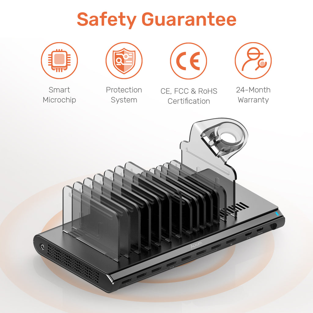 10 Ports USB C Charging Station with iWatch Charger Stand