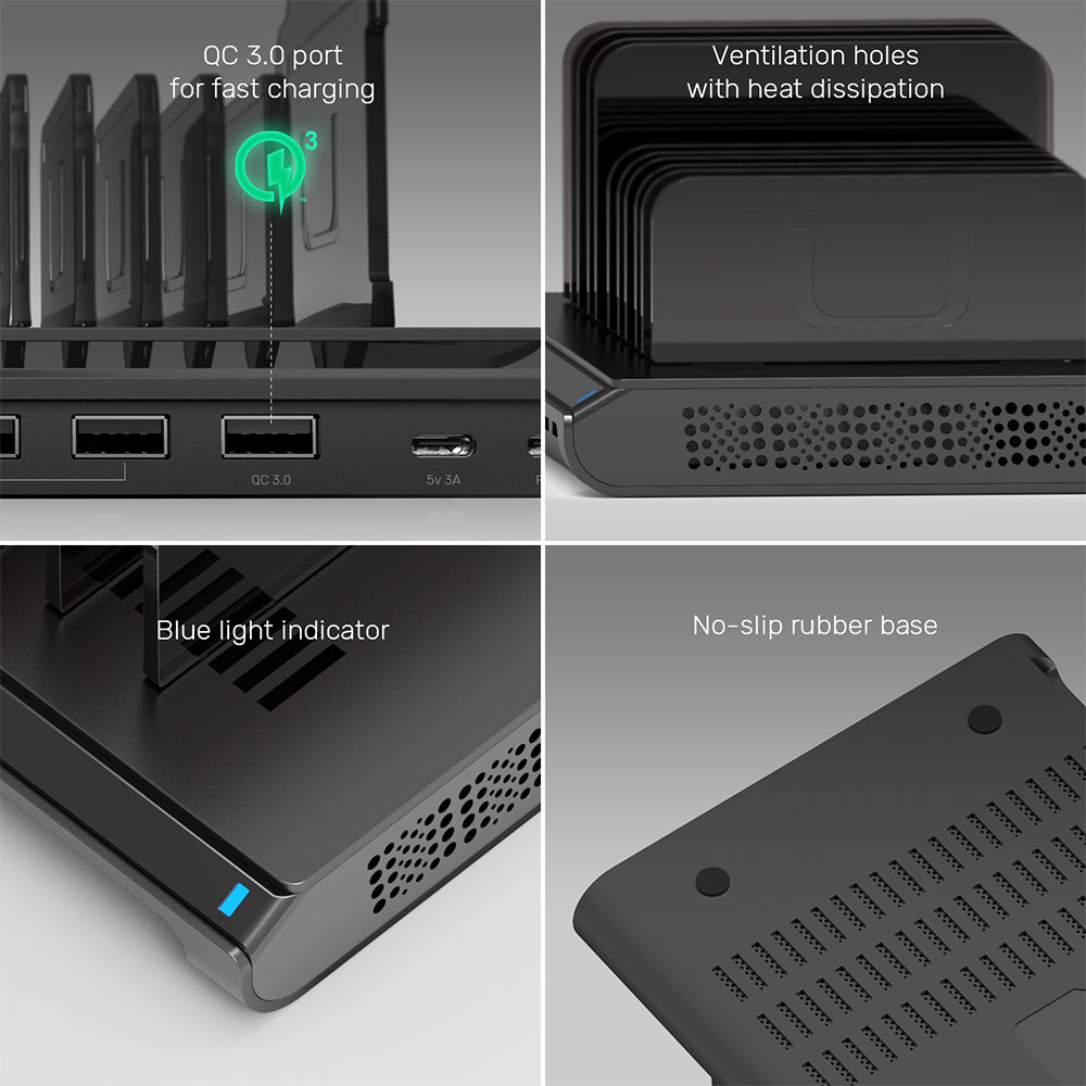 10 Ports USB C Charging Station with iWatch Charger Stand
