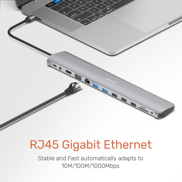 12-in-1 Dual Monitor USB C Hub