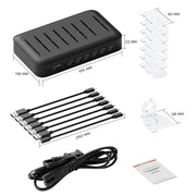 7 Ports USB Charging Station 30W PD Fast Charger with iWatch Stand 7 Cables