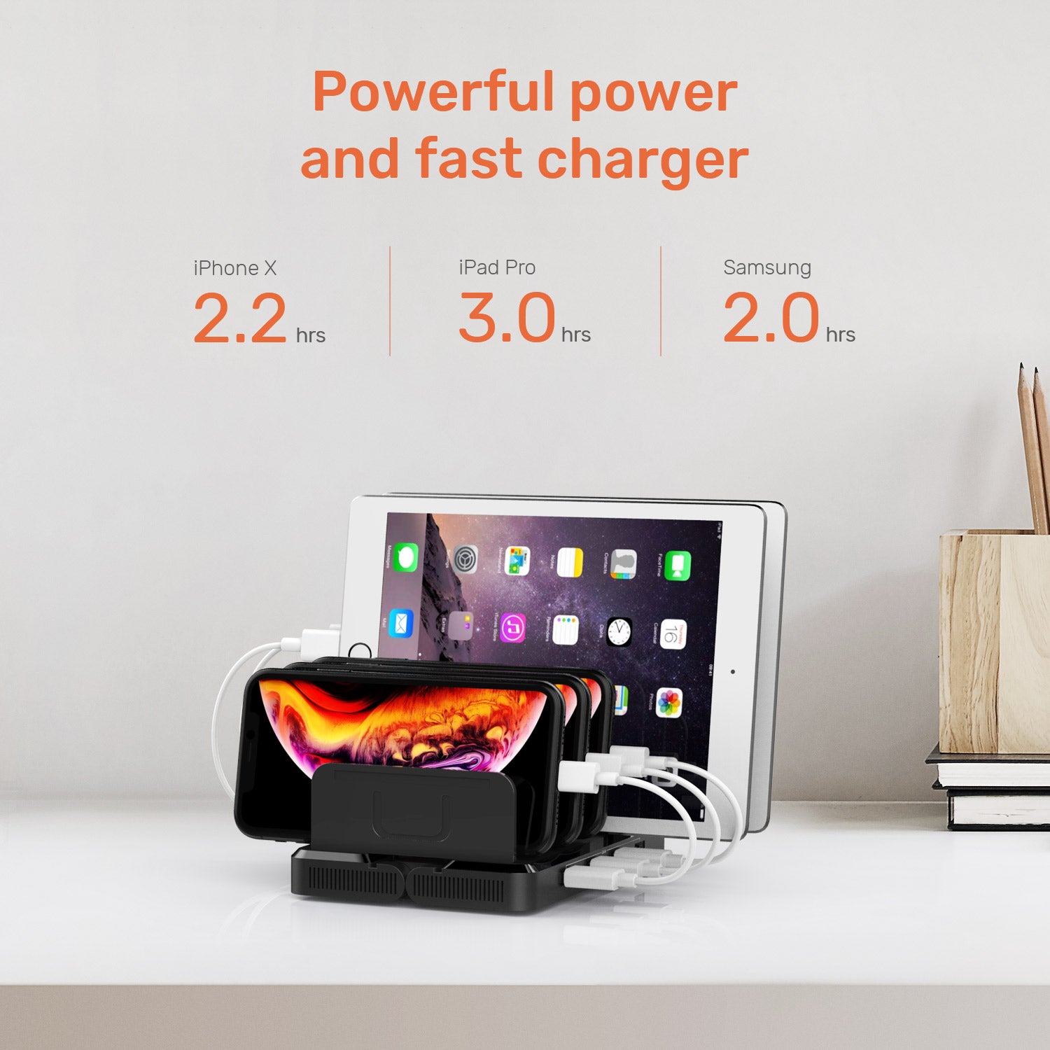 8-Port Transformable Wall Mount Charging Station with Quick Charge 3.0