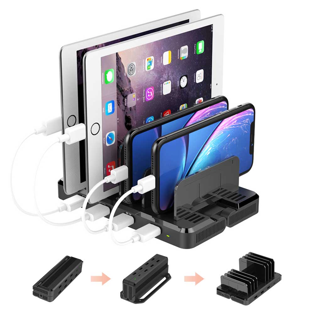8 Ports Transformable Wall Mount Charging Station 96W