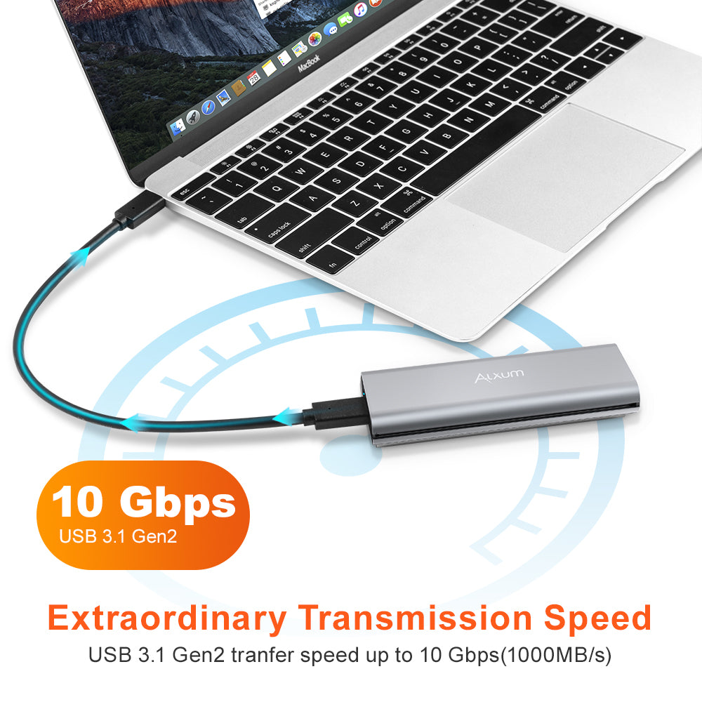 Aluminum M.2 NVME SSD Enclosure with USB Type A & C Cable