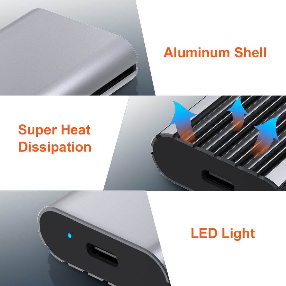 Aluminum M.2 NVME SSD Enclosure with USB Type A & C Cable