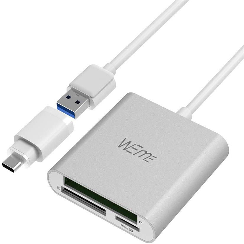 CF Card Reader USB 3.0 CF/SD/Micro SD Card Reader with Type-C Adapter