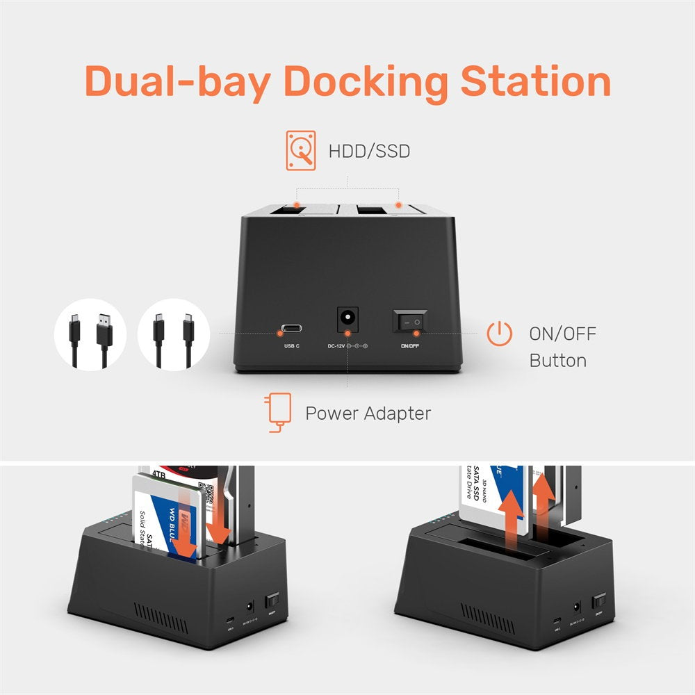 Clone Hard Drive Docking Station USB C to SATA HDD