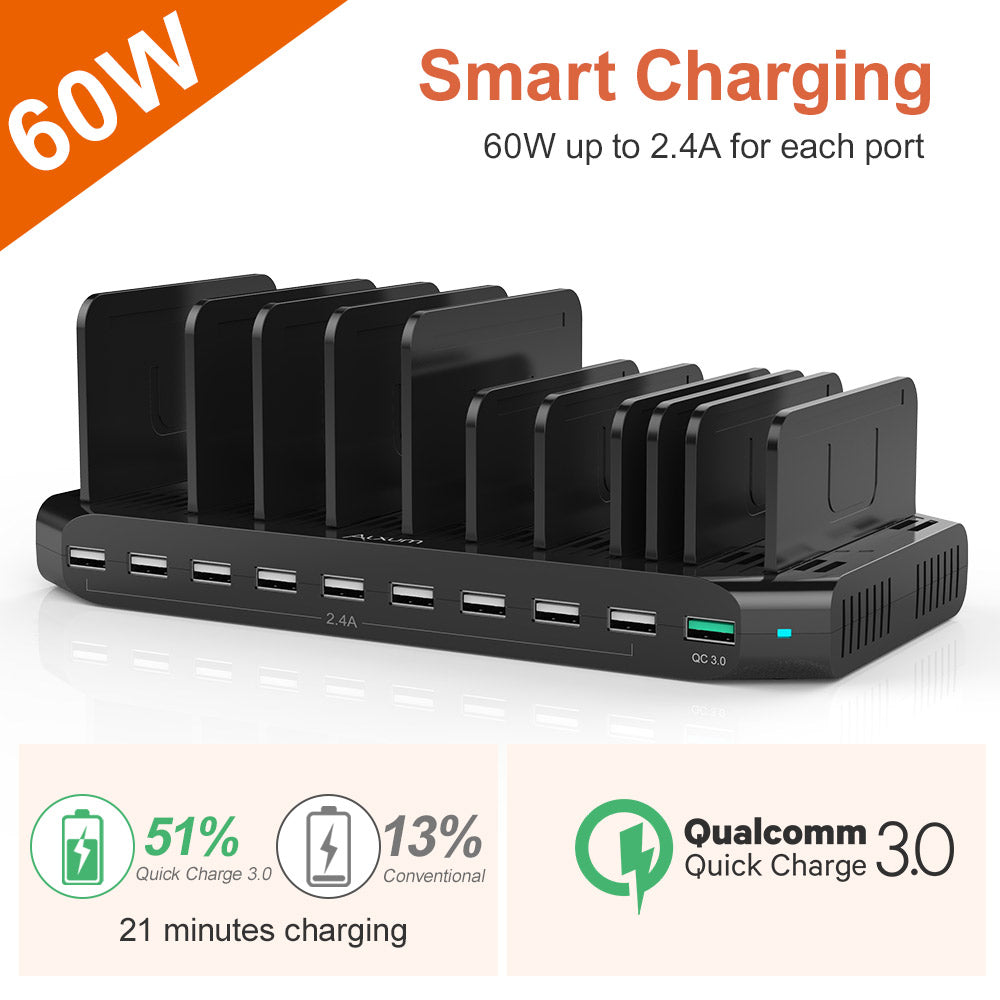 10 Ports Qualcomm Quick Charge 3.0 Charging Station 60W