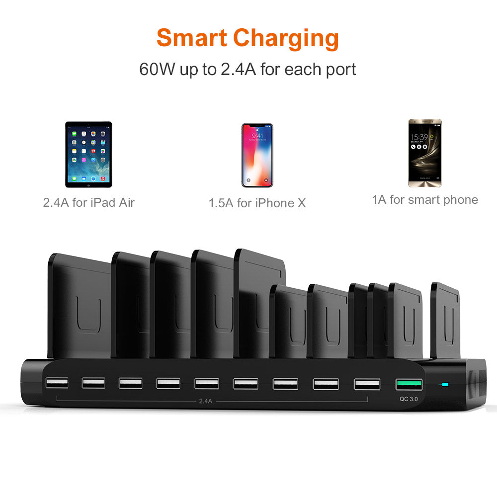 10 Ports Qualcomm Quick Charge 3.0 Charging Station 60W