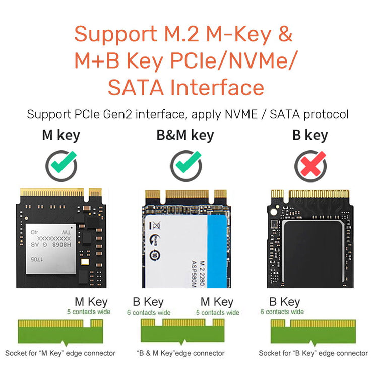 M.2 NVME SATA SSD Enclosure Adapter