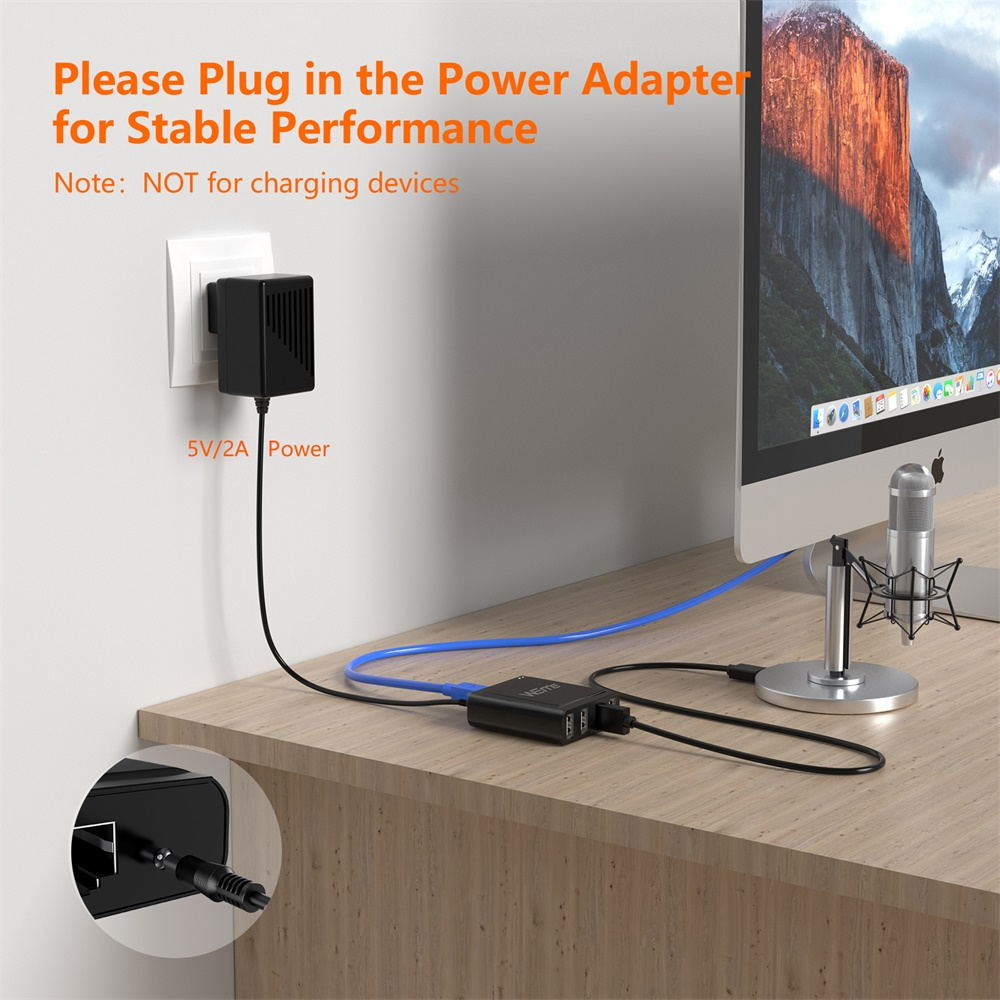 USB 2.0 Ethernet Extender Hub 4-Port Over Cat5 Cat5e Cat6 (60M 196FT)