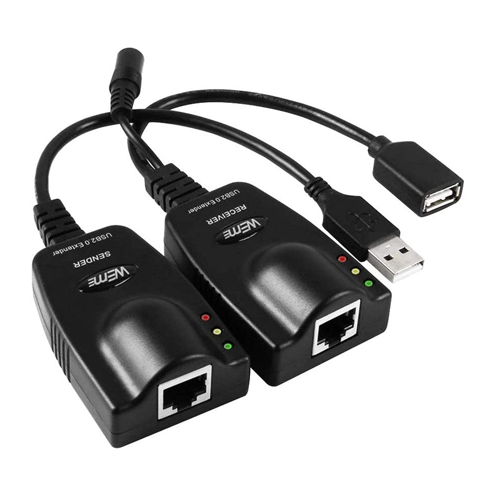 USB 2.0 Ethernet Extender to RJ45 Over Cat55E6 (100M328FT)