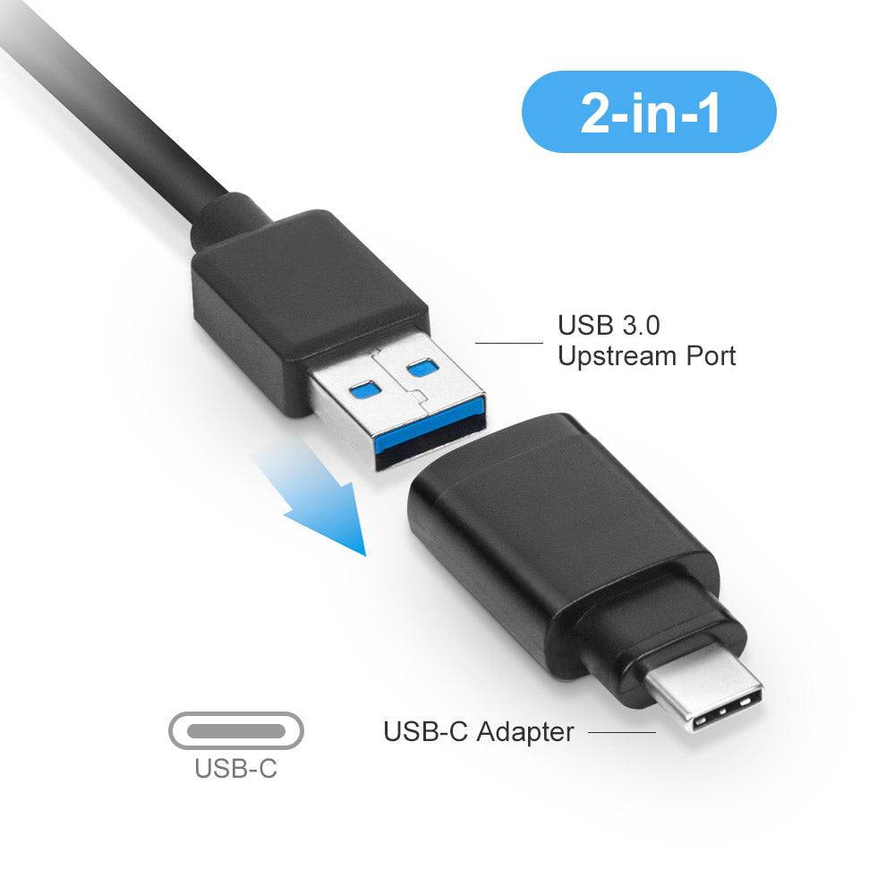 USB C Ethernet Adapter to 3-Port USB 3.0 Hub