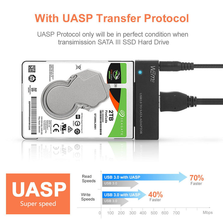 USB Type-A to SATA Hard Drive Adapter