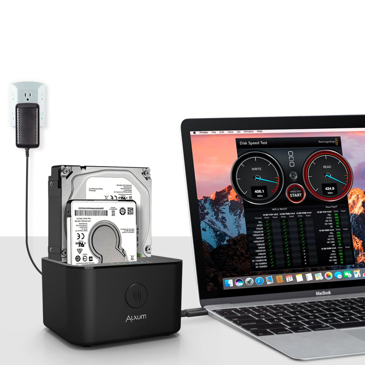 USB C & USB A Hard Drive Docking Station with Offline Clone Function