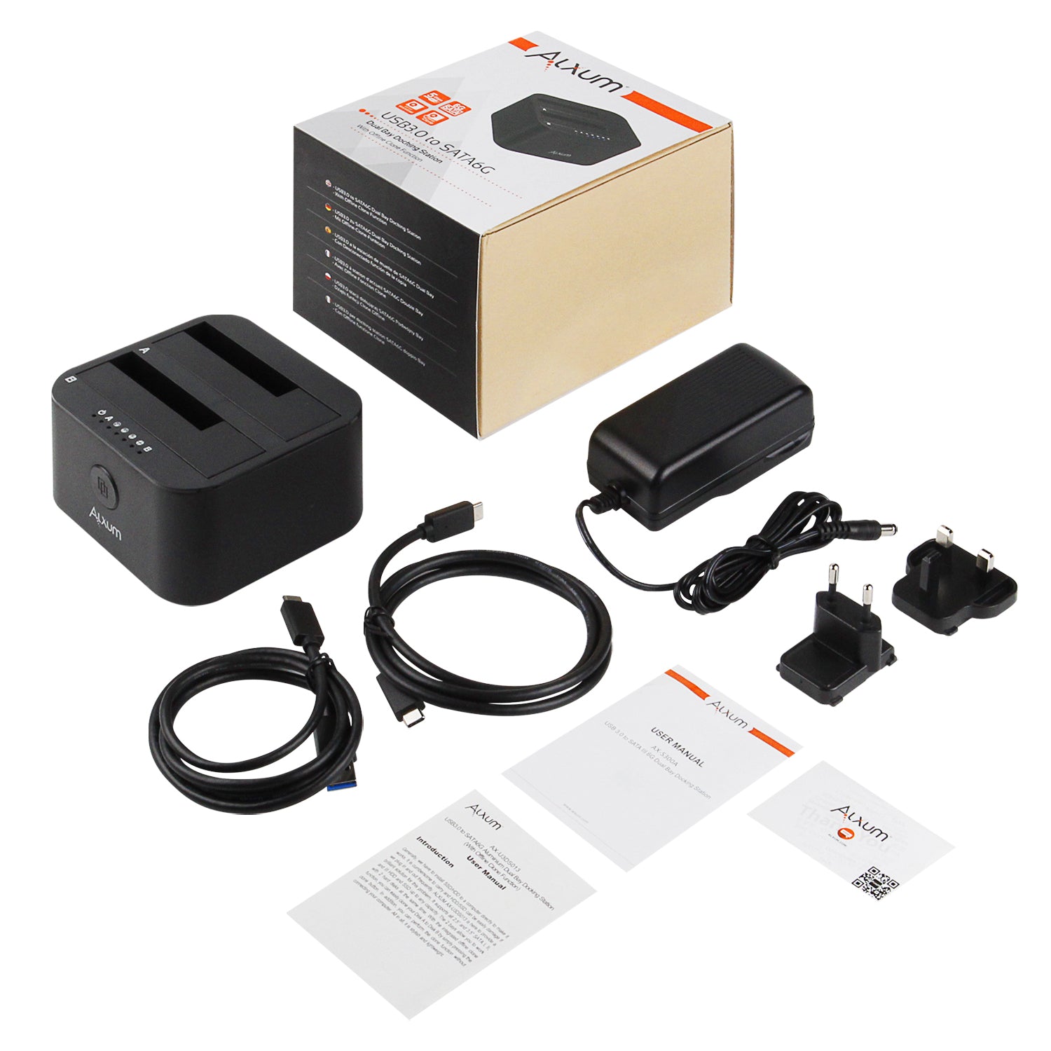 USB C & USB A Hard Drive Docking Station with Offline Clone Function