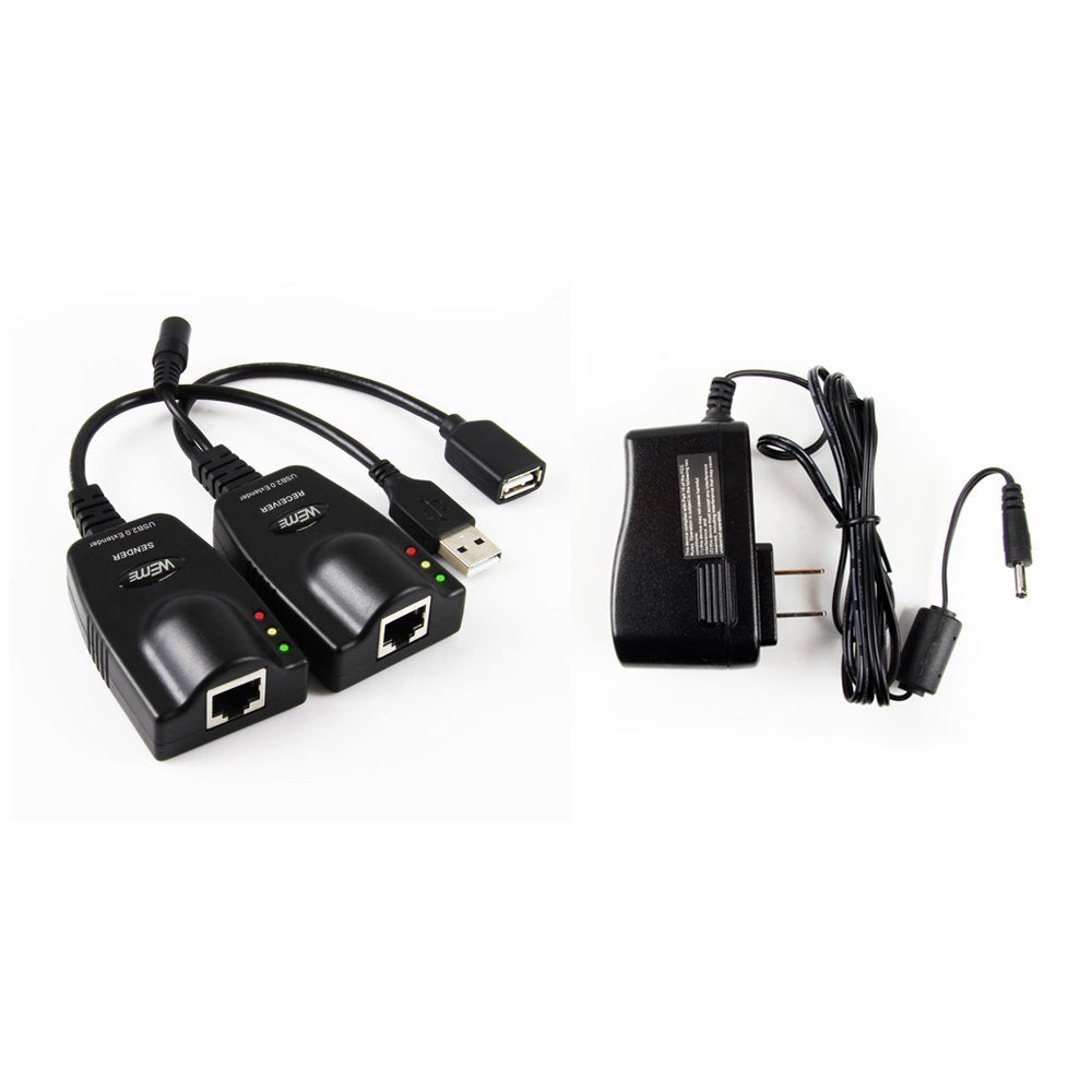 USB 2.0 Ethernet Extender to RJ45 Over Cat55E6 (100M328FT)